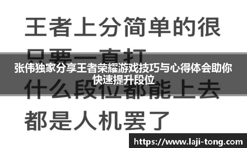 张伟独家分享王者荣耀游戏技巧与心得体会助你快速提升段位